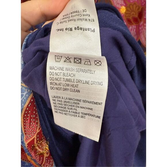 Farm Rio Garden Navy Blue Red Pink Floral Midi Dress no belt Size M - Picture 6 of 9